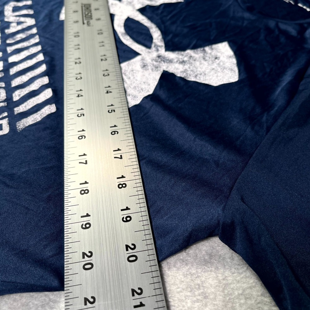 Under Armour T Shirt Mens Medium Navy Blue Loose Fit Graphic Raglan Sleeve - Picture 3 of 5